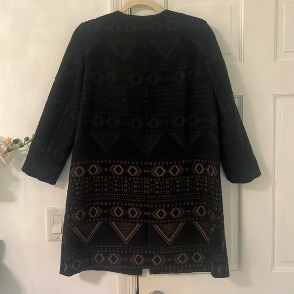 Vintage Max Mara Black Jacquard Wool Coat - Picture 10 of 16